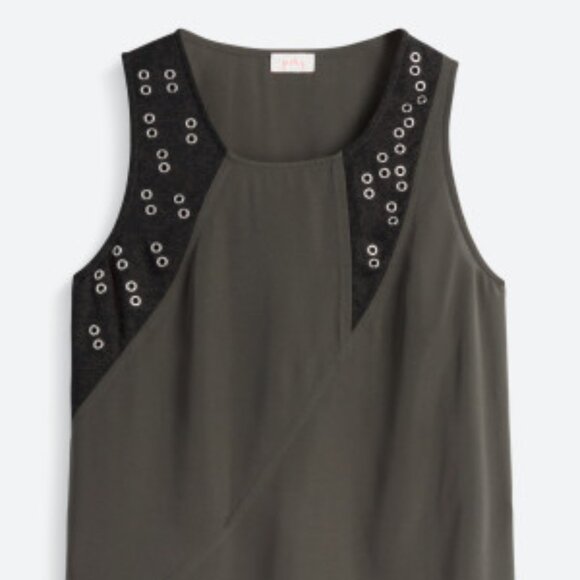 Pixley Tops - Pixley Olive Blouse with Grommet Detail